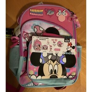 Disney 6 Pc Minnie Mouse Customizable 17 in Back Pack, NWT‎